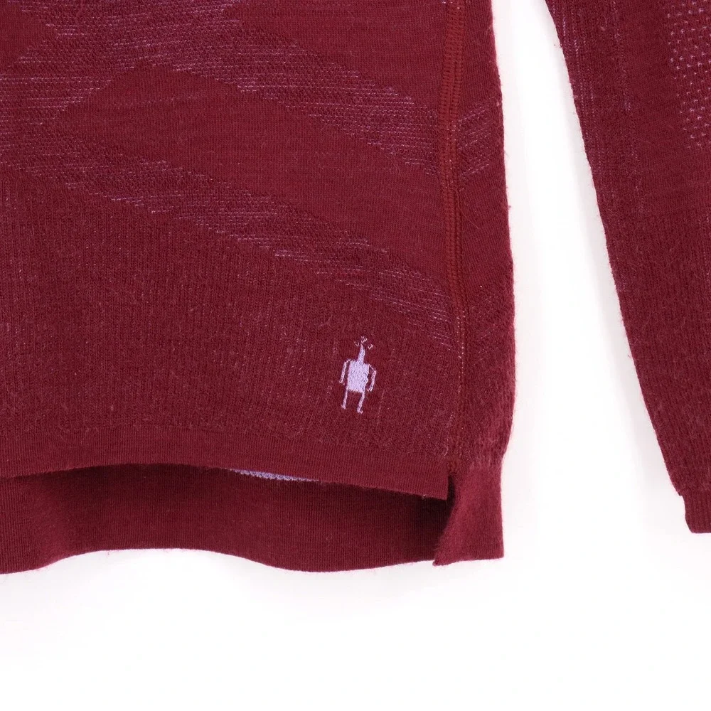 Smartwool Intraknit Merino 200 Base Layer Crew Top Size M Burgundy Long Sleeve - Picture 5 of 5